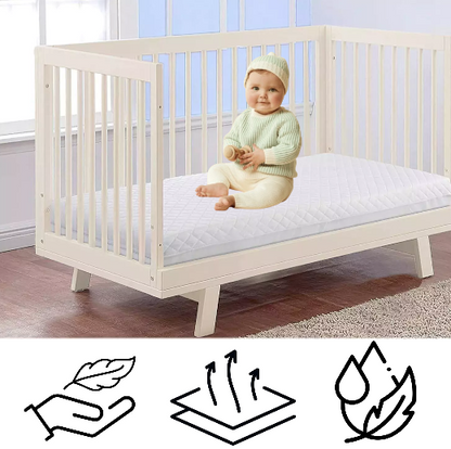 Cot Bed Mattress Breathable Toddler Crib Mattress Quilted Foam Water Resistance