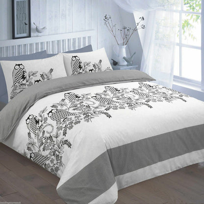 Owls Print Quilt Duvet Cover Set With Pillow Case single double Super King Size