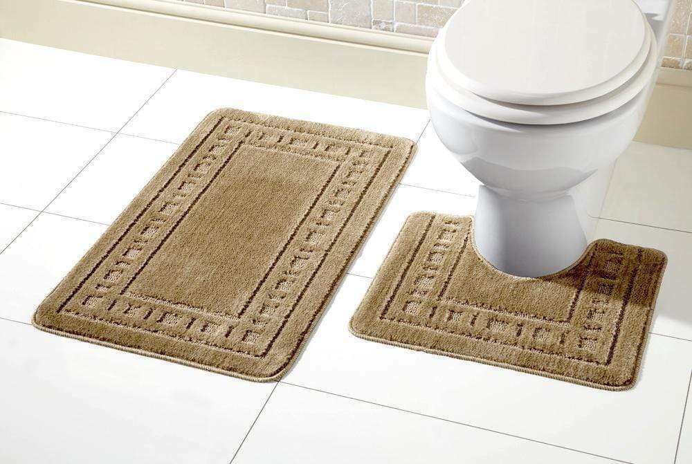 2 Piece Bath Mat & Pedestal Set Non Slip Bathroom Set Miami Bathmats Easy Care