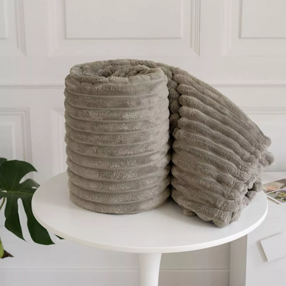 Ribbed Throws Fleece Blanket Chunky Cord Faux Fur Large Size Sofa Bed Corded