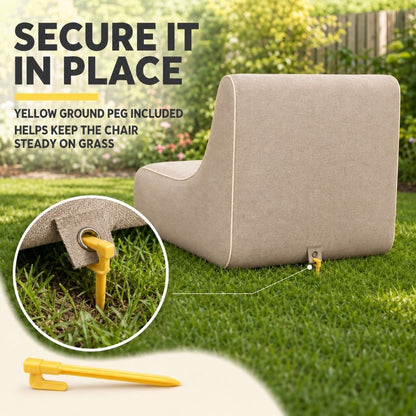 Inflatable chair size guide showing 70 x 90 x 70 cm dimensions