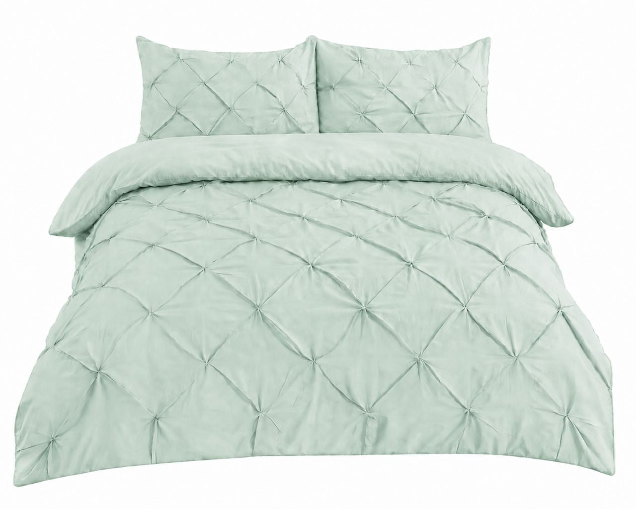 Silver pintuck duvet cover set with matching pillowcases