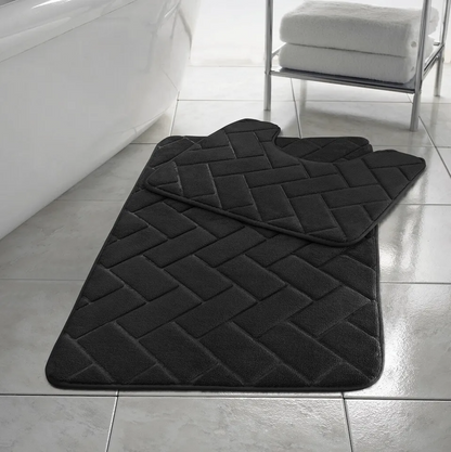 Memory Foam Non Slip Bath Mat Set 2 Piece Rubber Pedestal Toilet Bathroom Rug