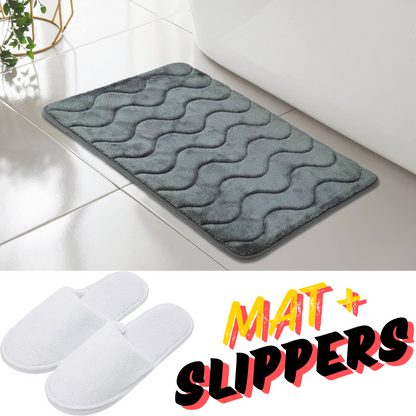 WAVE GREEK STYLE BATH MAT PEDESTAL SET NON SLIP TOILET BATHROOM RUGS 1 PIECE