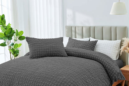 Truro  Seersucker Duvet Cover Set Soft Breathable Bedding Quilt Double King Size
