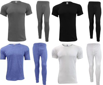2 Full Set Mens Thermal Underwear Half Sleeve Vest Top Bottom Long Johns