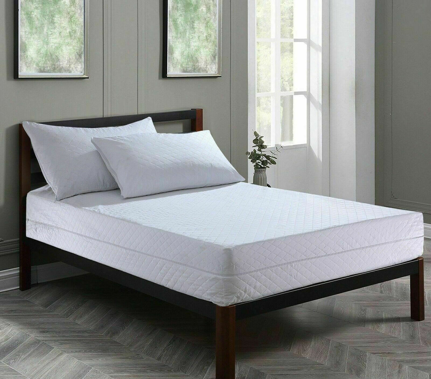 Luxury Anti Bug Bed Zipped Full Mattress Protector Total Encasement Cover Pillow