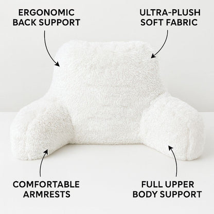 Reading Pillow with Arm Fleece Bed Rest Backrest Cushion Back Neck Support Couc