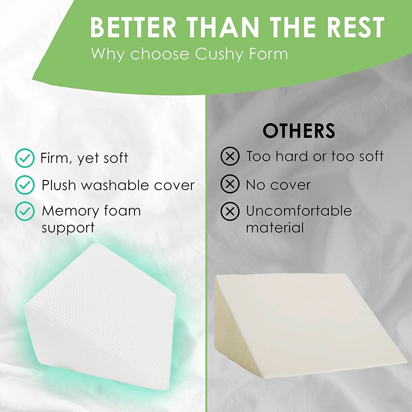 Wedge Pillow Orthopaedic Bed Support Cushion Back Leg Rest Foam Removable Cover2