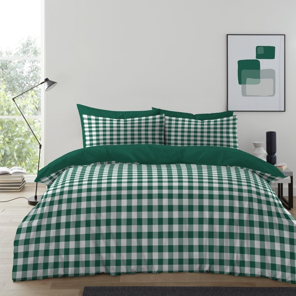 Gingham Moor Duvet Cover Set with Pillowcases, Soft Macrofibre Bedding Set