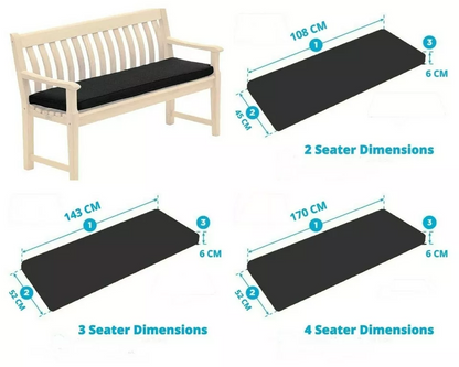 Outdoor 2/3/4 Seater Bench Pad Waterproof Fabric Garden Furniture Seat Cushions