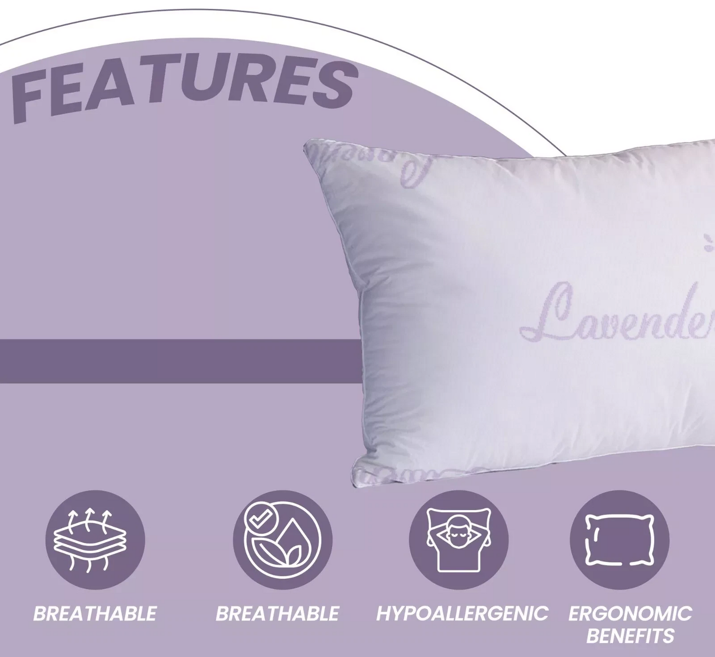 Hotel Quality One Pillow Lavender Scented, Copper Infused Memory Foam, Ice Cool