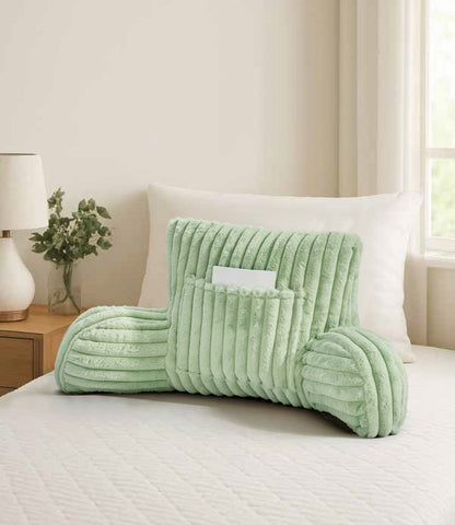 Cuddle Cushion Fleece Reading Chair Back Support Soft Bed Rest Pillow with Arms