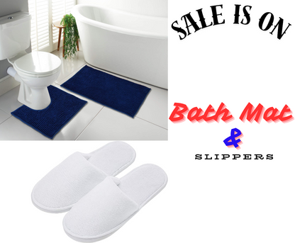 2 Piece Loop Bath Mat Ultra Soft Bathroom Rug Anti Slip Toilet Rug Pedestal Set