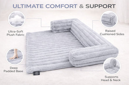 Luxuriously Soft Square Cord Pet Cushion Waterproof Non Slip Ribbed Plush Sofa
