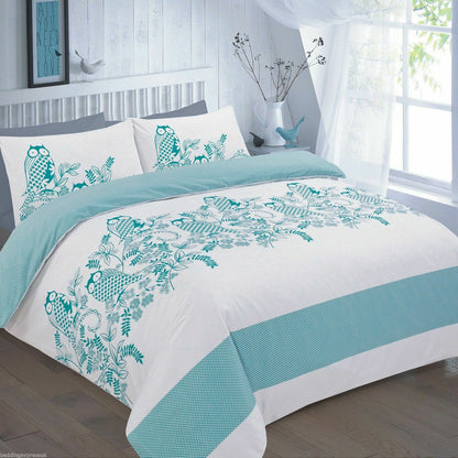 Owls Print Quilt Duvet Cover Set With Pillow Case single double Super King Size
