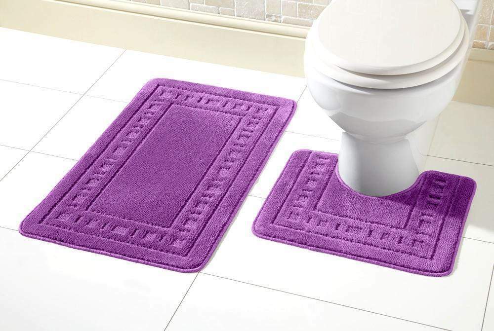 2 Piece Bath Mat & Pedestal Set Non Slip Bathroom Set Miami Bathmats Easy Care