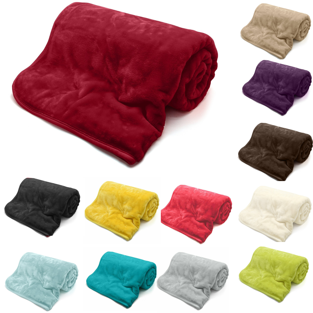 Plain Mink Throws Faux Fur Sofa Bed Warm Cuddle Blanket & Cushion Cover Beddings