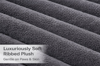 Luxuriously Soft Square Cord Pet Cushion Waterproof Non Slip Ribbed Plush Sofa