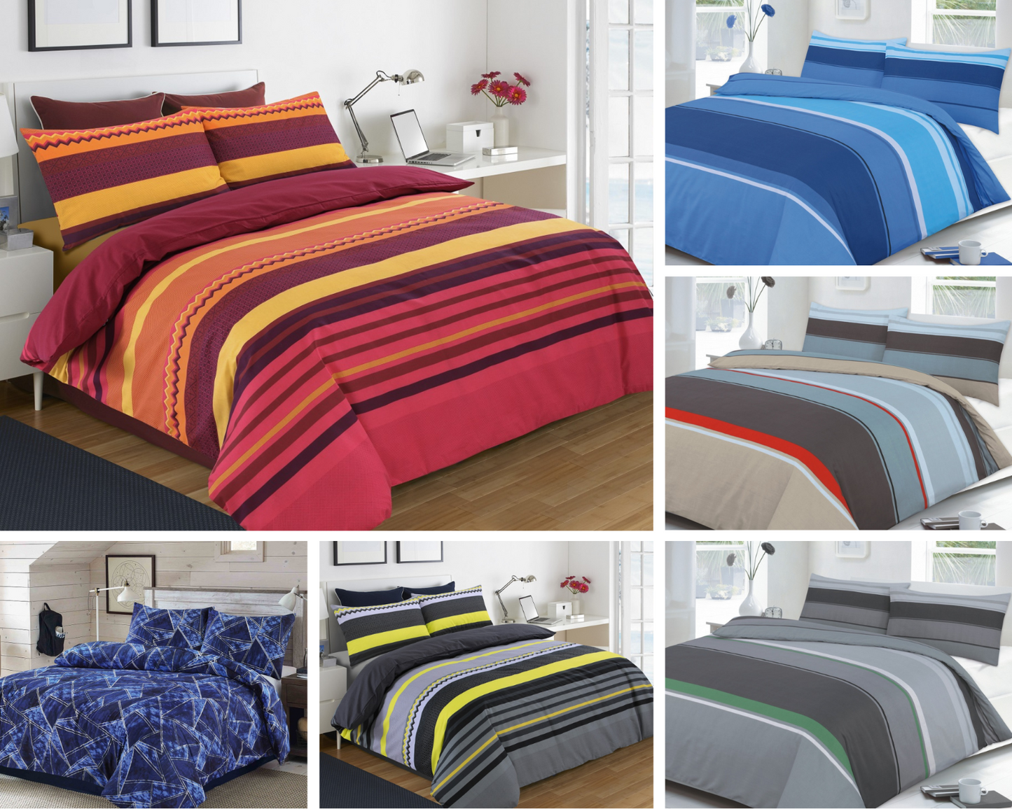 Printed Duvet Cover Set Quilt Reversible Beddings Single Double Super King Size