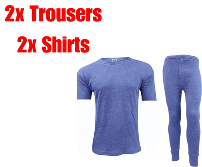 2 Full Set Mens Thermal Underwear Half Sleeve Vest Top Bottom Long Johns