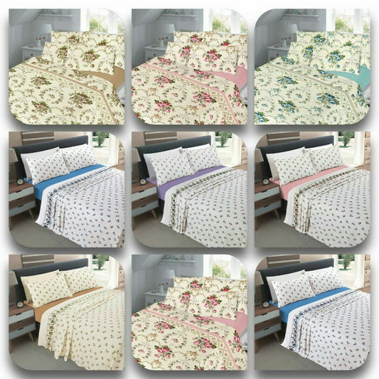 Rose Bud and Olivia Floral Luxury Thermal Brushed Cotton Flannelette Sheet Set
