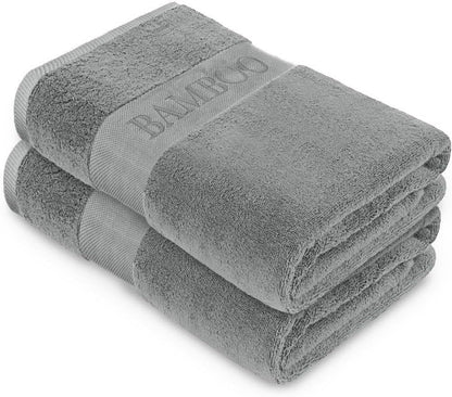 Bamboo Towels 500GSM Pack of 2 Absorbent Quick Dry Bath Sheets Hand Bath Towel