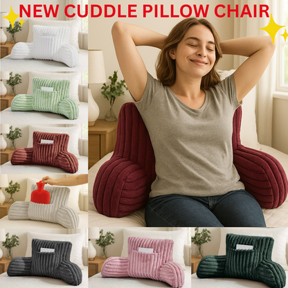 Cuddle Cushion Fleece Reading Chair Back Support Soft Bed Rest Pillow with Arms