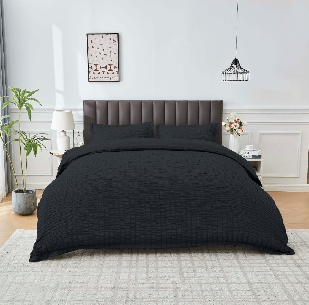Seersucker Duvet Cover Set Soft Breathable Bedding Quilt Cover Pillowcase