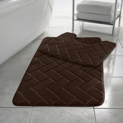 Memory Foam Non Slip Bath Mat Set 2 Piece Rubber Pedestal Toilet Bathroom Rug