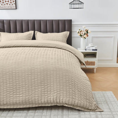 Seersucker Duvet Cover Set Soft Breathable Bedding Quilt Cover Pillowcase