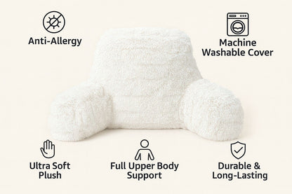 Reading Pillow with Arm Fleece Bed Rest Backrest Cushion Back Neck Support Couc