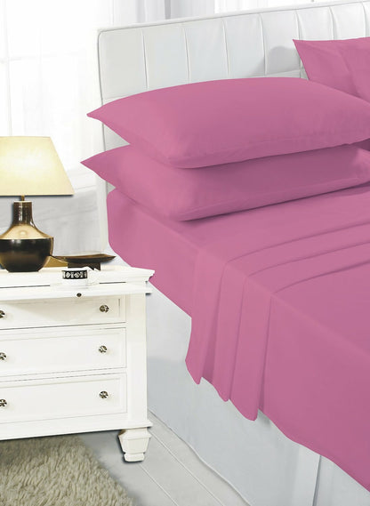 Easy Care Plain Dyed Flat Bed Sheets 4 Ft Bunk Single Double King Super King