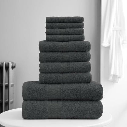 10pcs Towel Bale Set 100% Egyptian Combed Soft Cotton Face, Hand, Bath Towels
