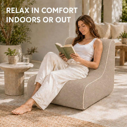 Nimora Home inflatable sofa chair with curved backrest and textured woven-effect cover
