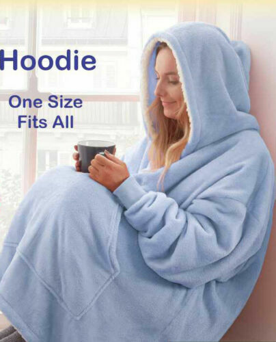 Teddy Fleece Hoodie Blanket Oversized Women Winter Warm Hooded Jumper Sweatshirt