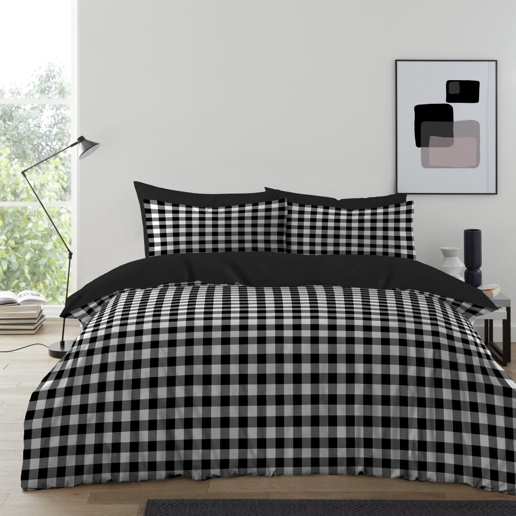 Gingham Moor Duvet Cover Set with Pillowcases, Soft Macrofibre Bedding Set