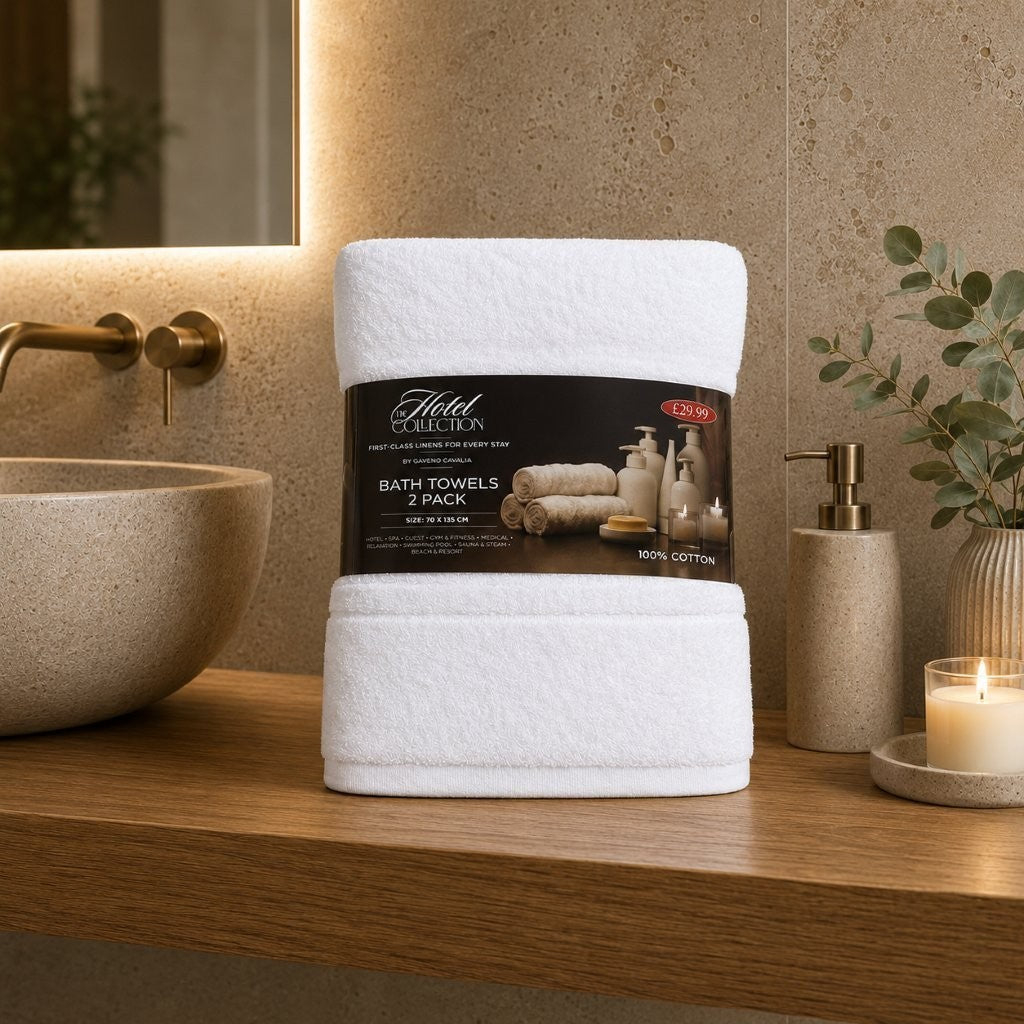 2-pack hand towels folded on a bathroom rail