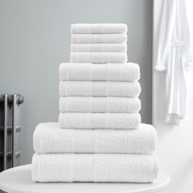 10pcs Towel Bale Set 100% Egyptian Combed Soft Cotton Face, Hand, Bath Towels