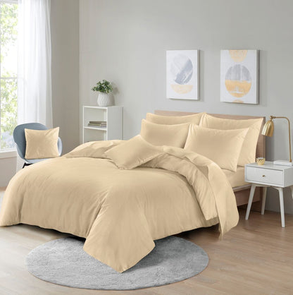 Grey plain dyed duvet cover set in a calm neutral bedroom