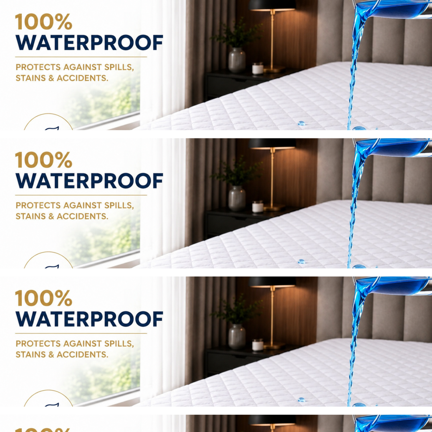 Quilted Mattress Protector 30/40CM WATERPROOF Anti-allergic Fitted Cover