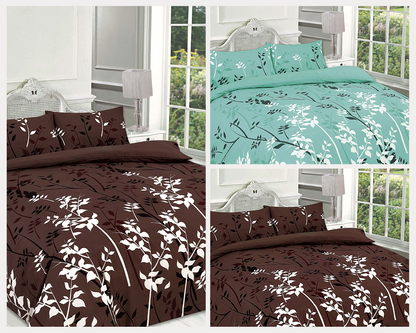 Kaylee Floral Pattern Duvet Cover Set With Pillowcases Reversible Quilt Bedding