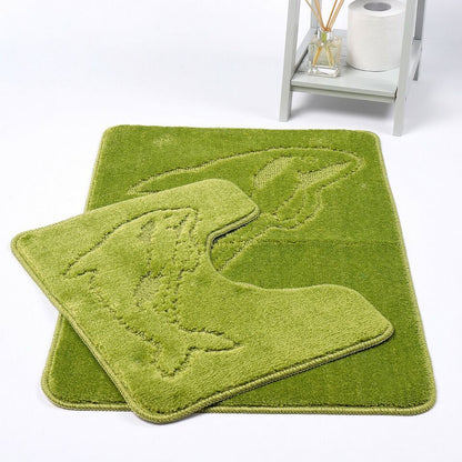 2 PC Dolphin  BATH MAT PEDESTAL SET NON SLIP TOILET BATHROOM RUGS