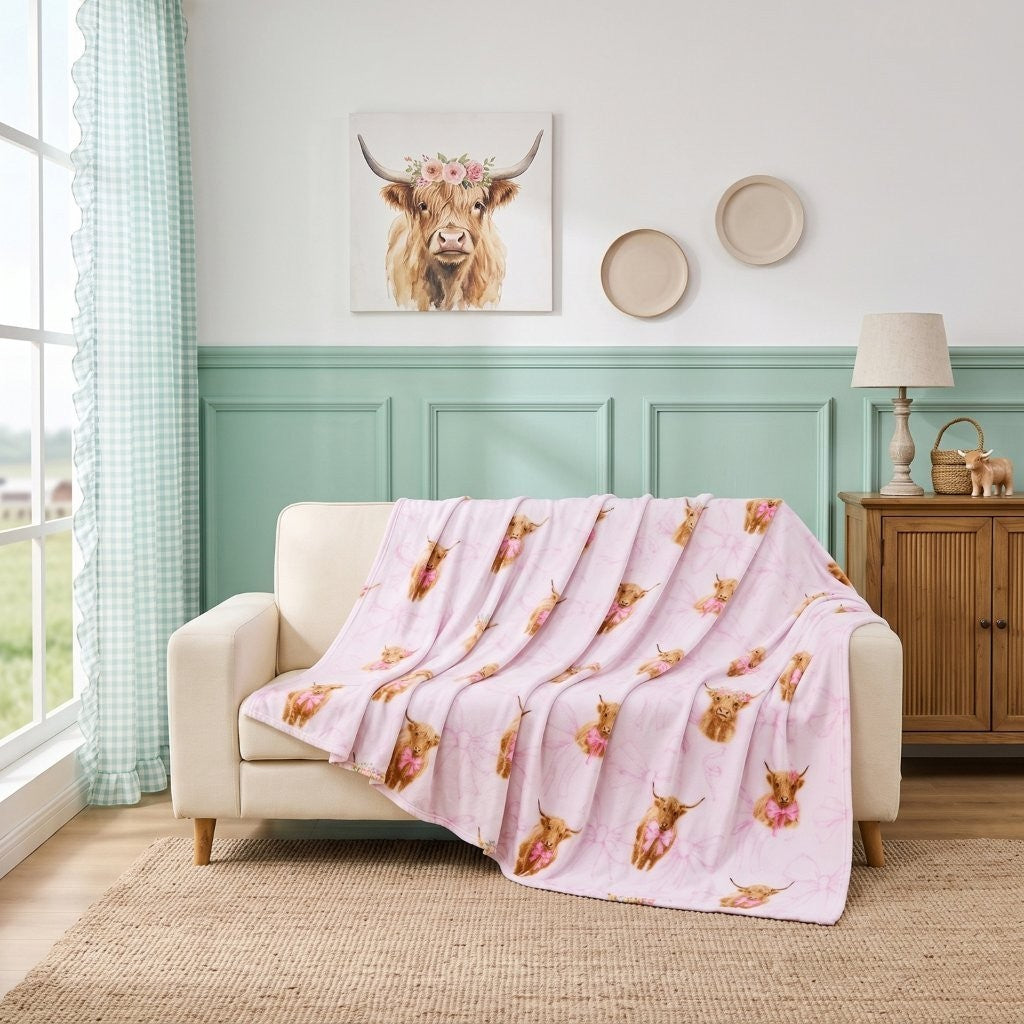 Reading nook styled with a fun design fleece throw