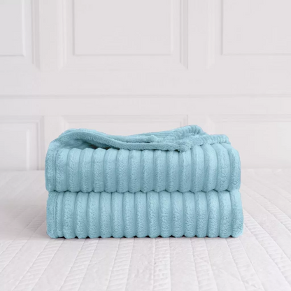Ribbed Throws Fleece Blanket Chunky Cord Faux Fur Large Size Sofa Bed Corded