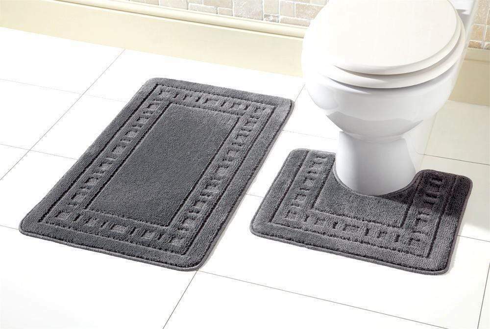 2 Piece Bath Mat & Pedestal Set Non Slip Bathroom Set Miami Bathmats Easy Care