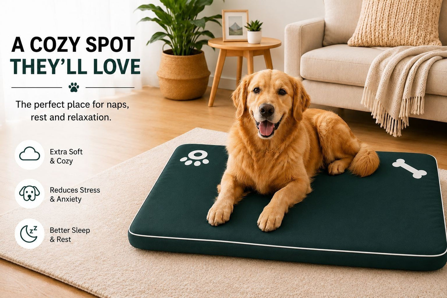 Dog Mattress Bed Cat Bed Mat Waterproof For Cage Crate Pad Zipped Washable Cover