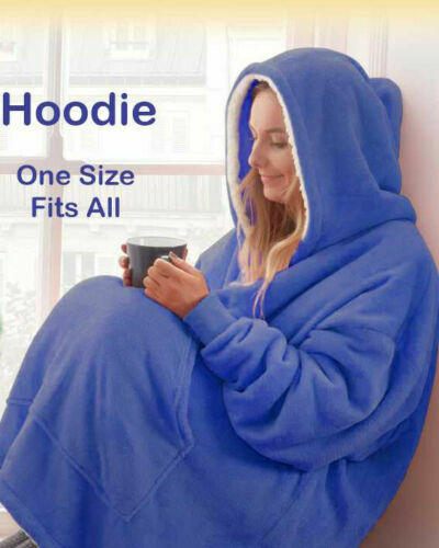 Teddy Fleece Hoodie Blanket Oversized Women Winter Warm Hooded Jumper Sweatshirt