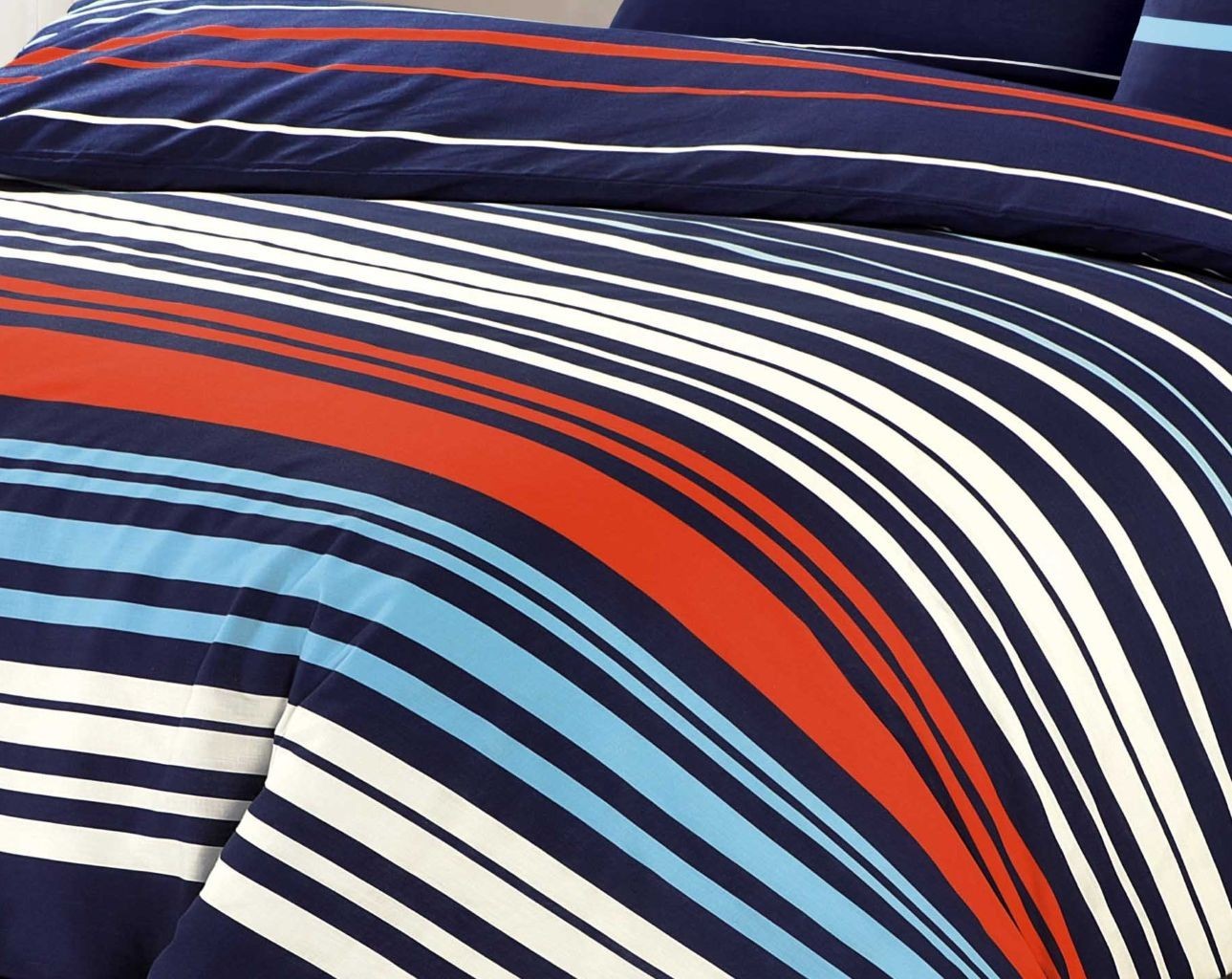 Pedro Multi Stripes Duvet Cover Bedding Set Super King Double Single Reversible