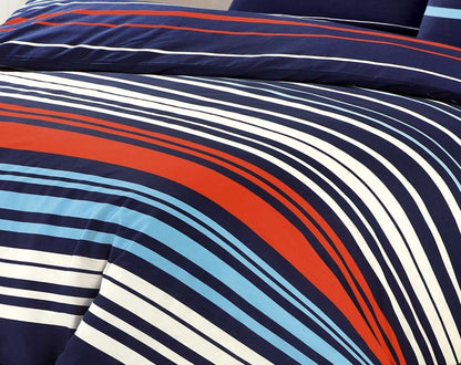Pedro Multi Stripes Duvet Cover Bedding Set Super King Double Single Reversible